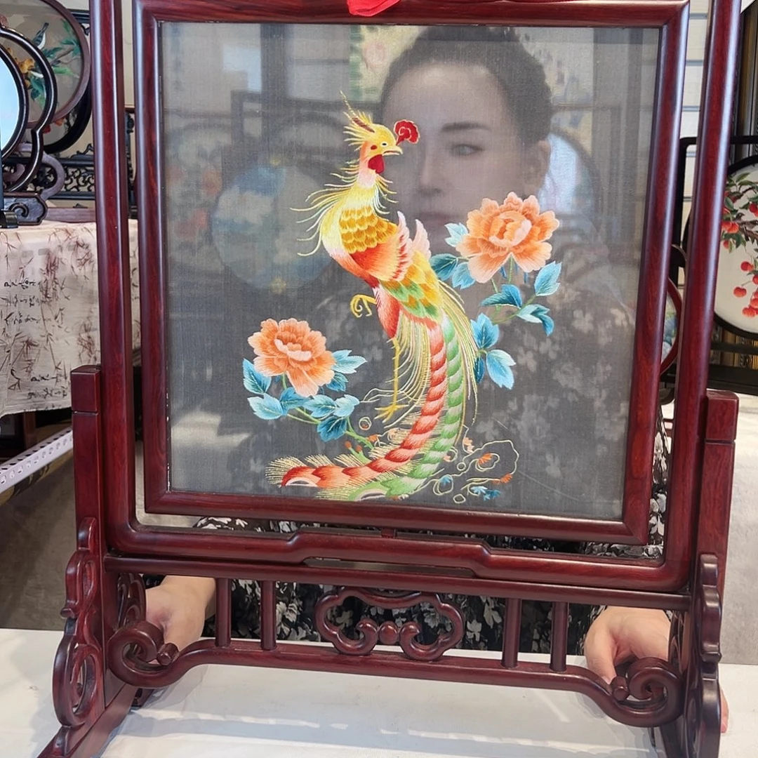 织绣苏绣摆台手工金凤