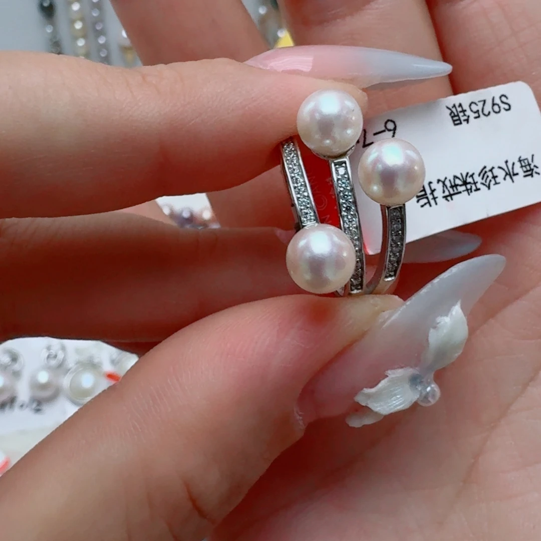 银S925镶嵌戒指海水珍珠@@yh308