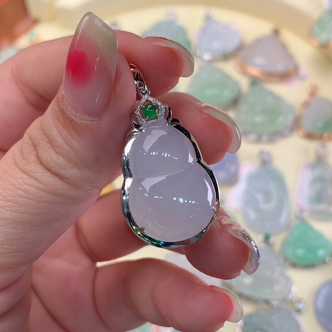 吊坠(不含链)18K金镶嵌翡翠