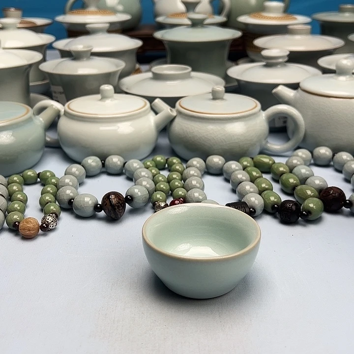 杯天青釉压手杯原矿原釉原产地