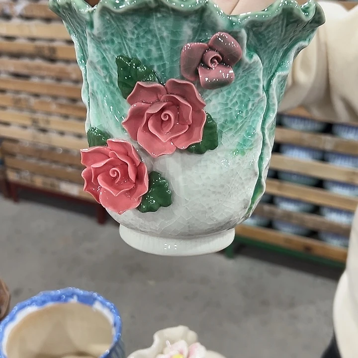 有孔.凑满10元发货多肉陶瓷花盆！