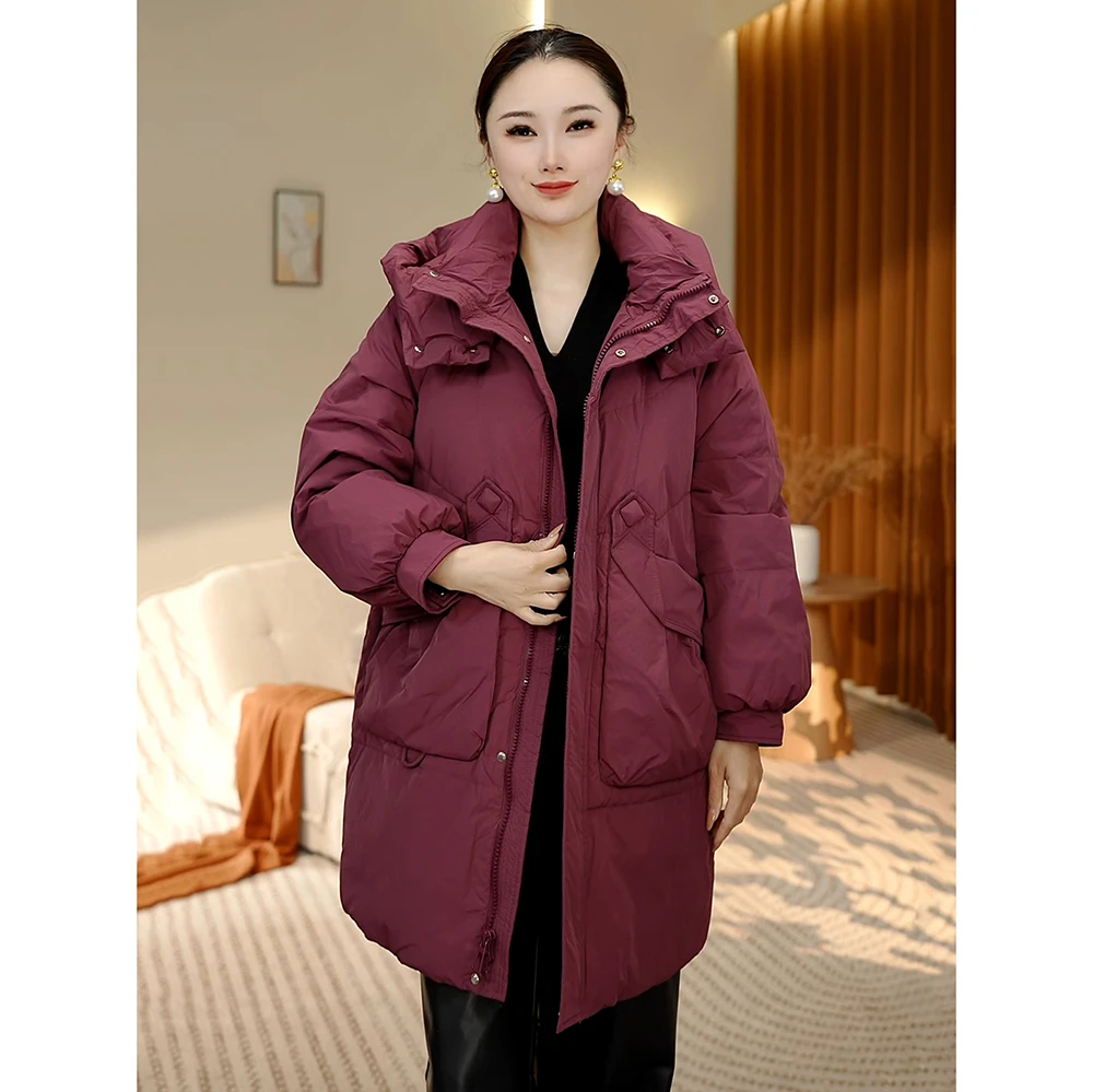 9033长款羽绒服女款新款冬季2024年正品洋气白鸭绒加厚冬装外套