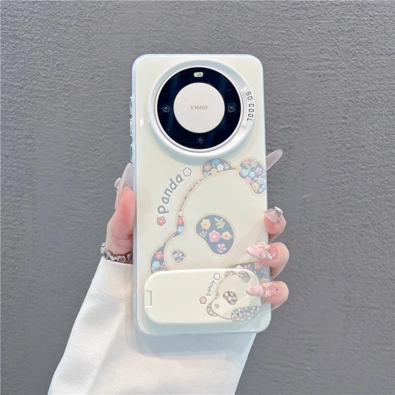 花朵熊猫适用华为mate70pro手机壳女mate60全包防摔mate50保护套