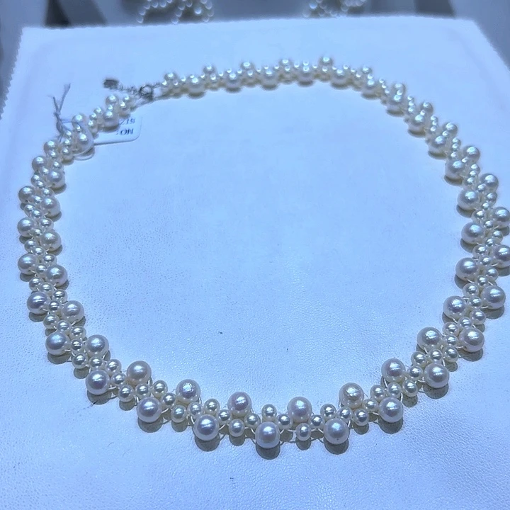 淡水珍珠银S925镶嵌颈饰