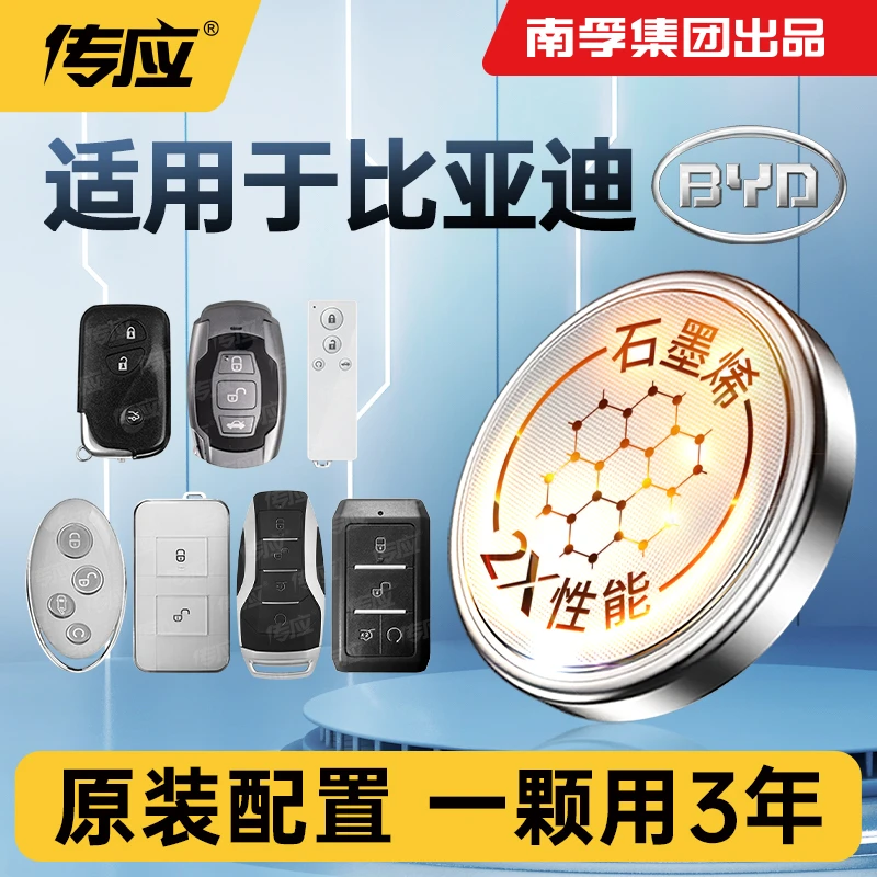 12【适用比亚迪】南孚传应汽车钥匙遥控器CR2032宋唐元护卫舰 S7 S2