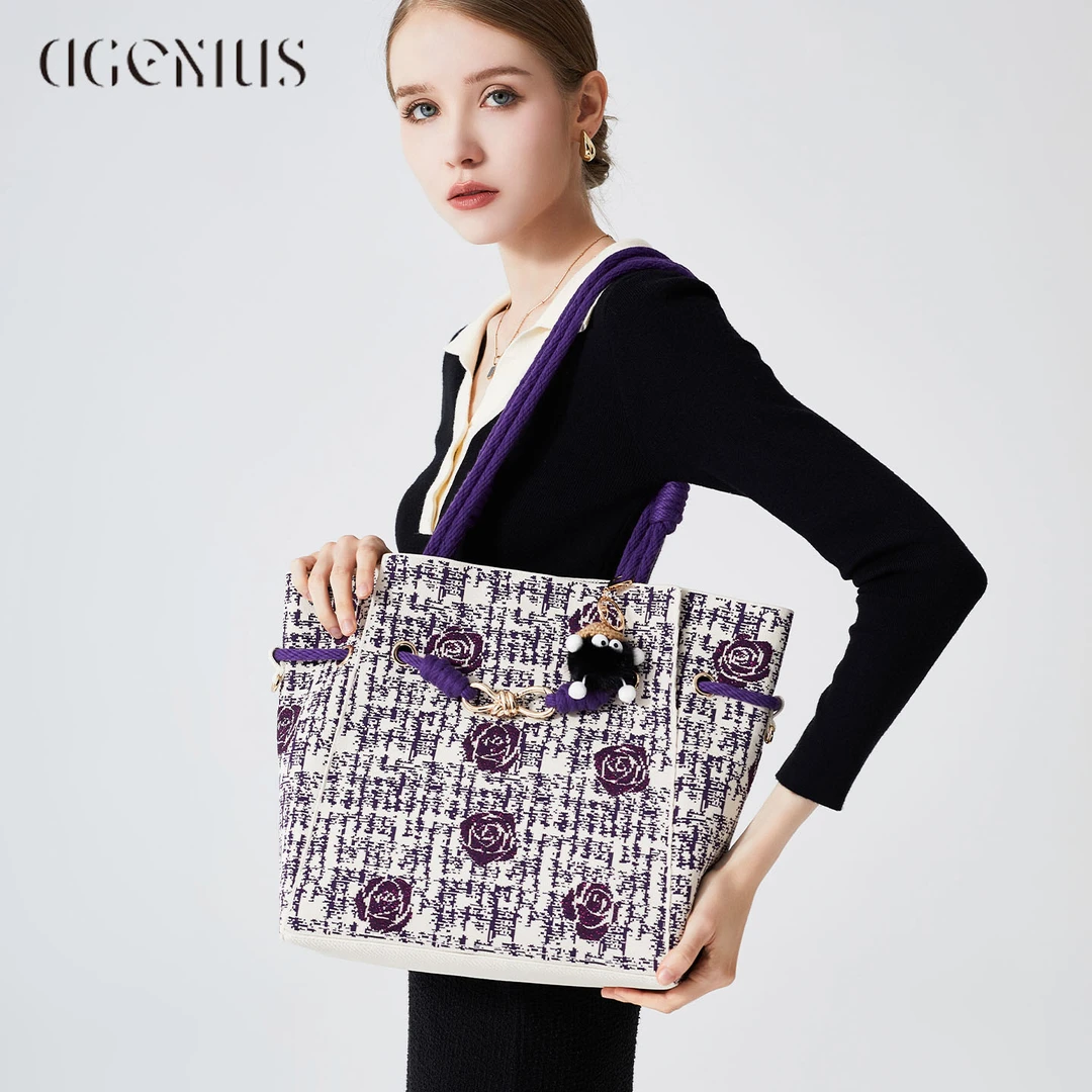 DGENIUS原创编织单肩腋下包包女式2025新款大容量通勤手提托特包