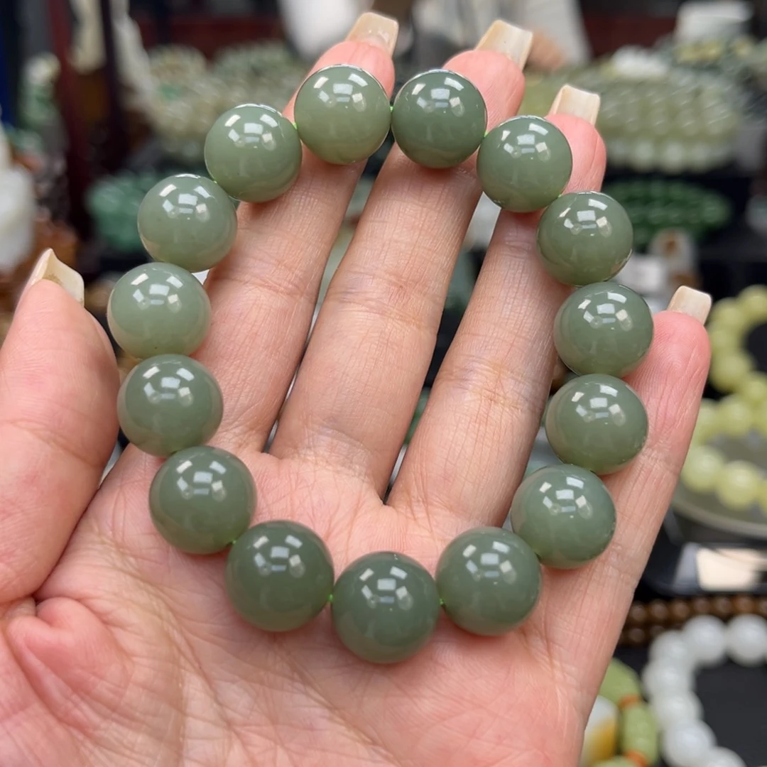 和田玉手串未镶嵌和田玉新疆且末蓝卡14