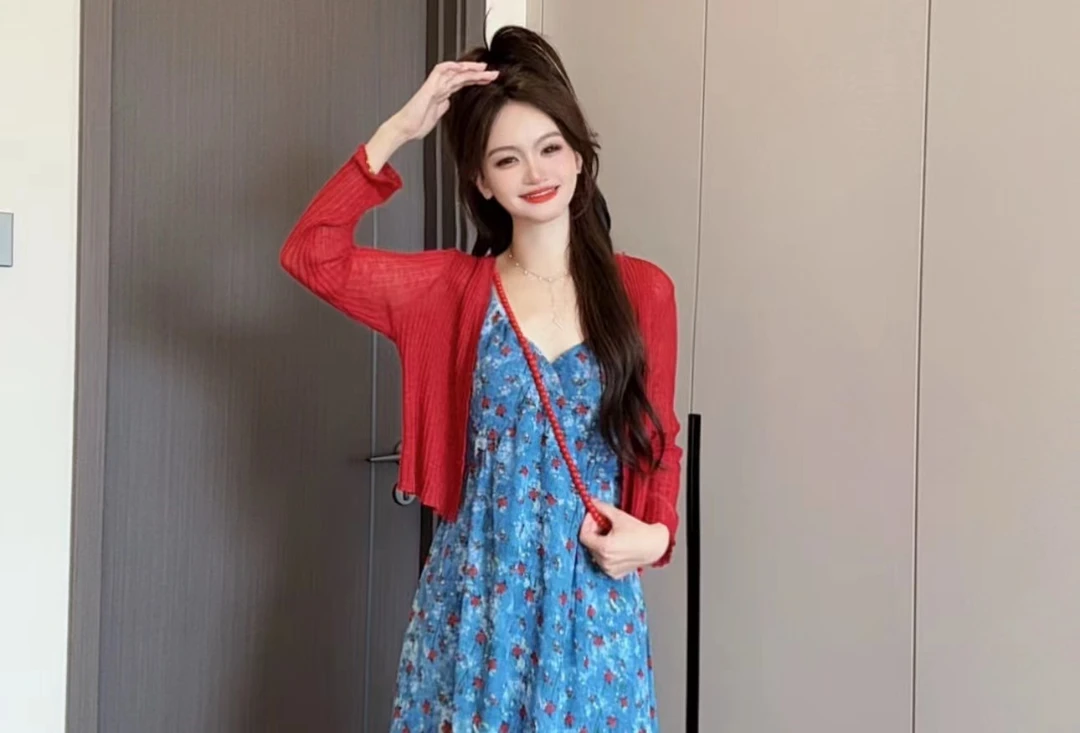 吊带外搭开衫女夏季冰丝薄款披肩空调防晒罩衫短款上衣外套..