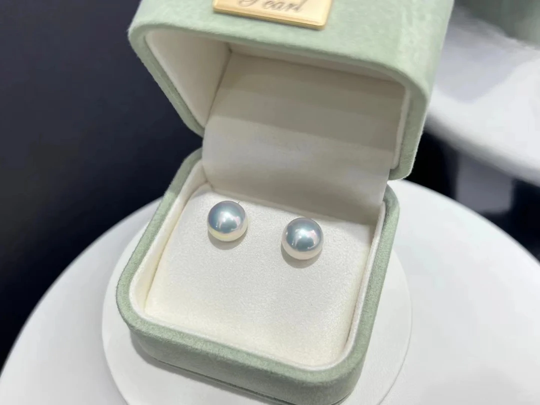 925银耳饰 空姐素耳钉12-13mm 正圆极光几乎无暇时尚百搭贝珠经典