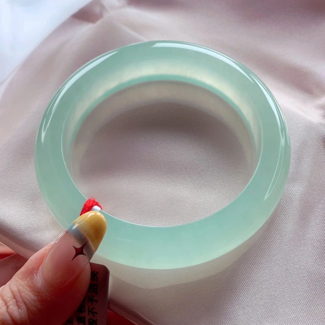 未镶嵌手镯翡翠52.7 冰甜绿毕业底妆 灵