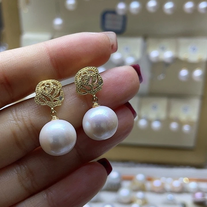 淡水珍珠耳饰银S925镶嵌