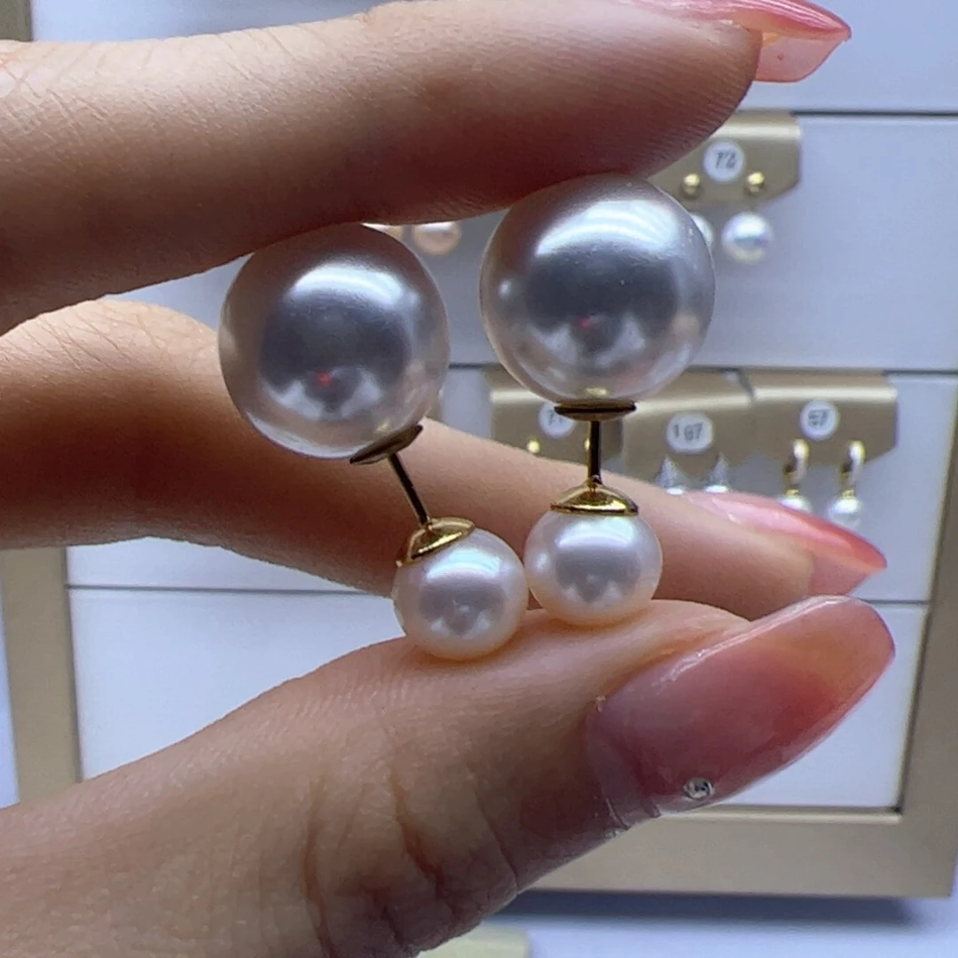 银S925镶嵌淡水珍珠耳饰