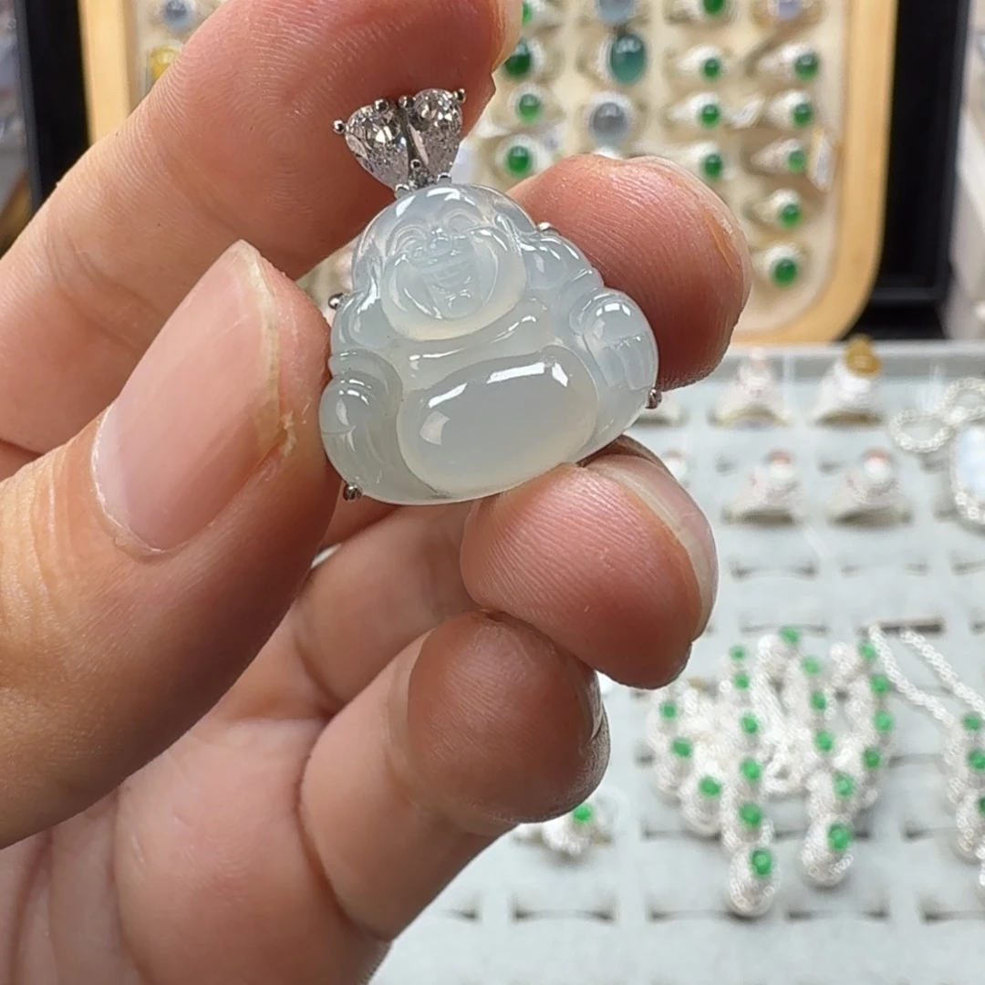 翡翠银S925镶嵌戒指天然缅甸翡翠A货