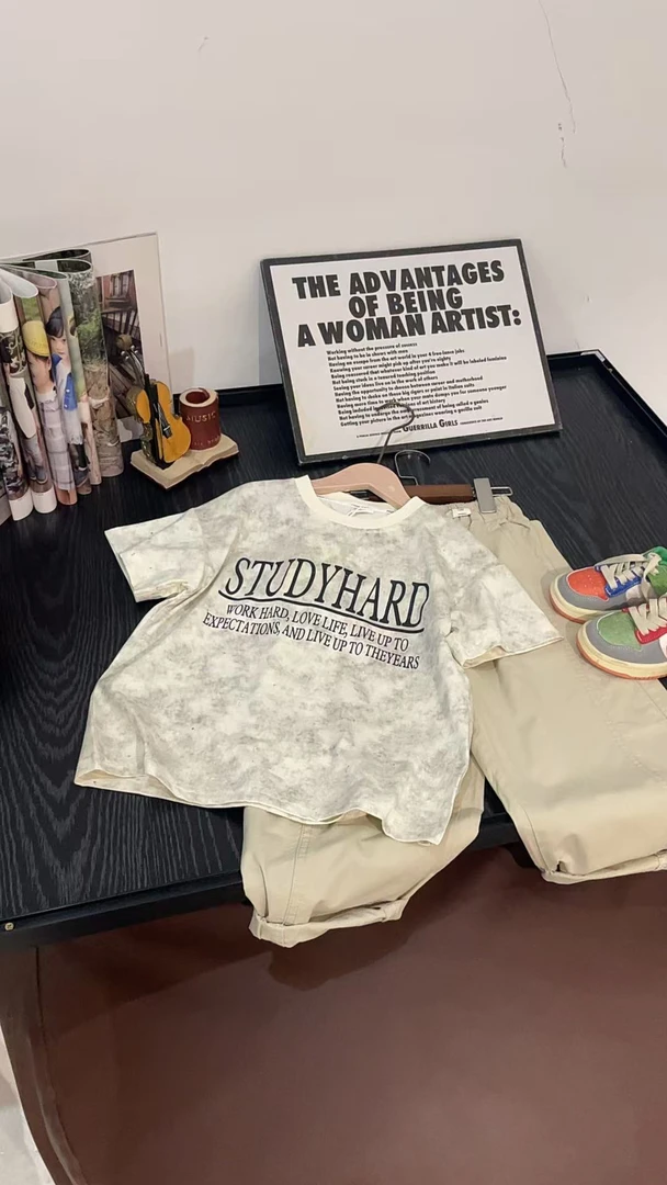 504113  韩版儿童休闲舒适时尚洋气日常百搭印花短袖