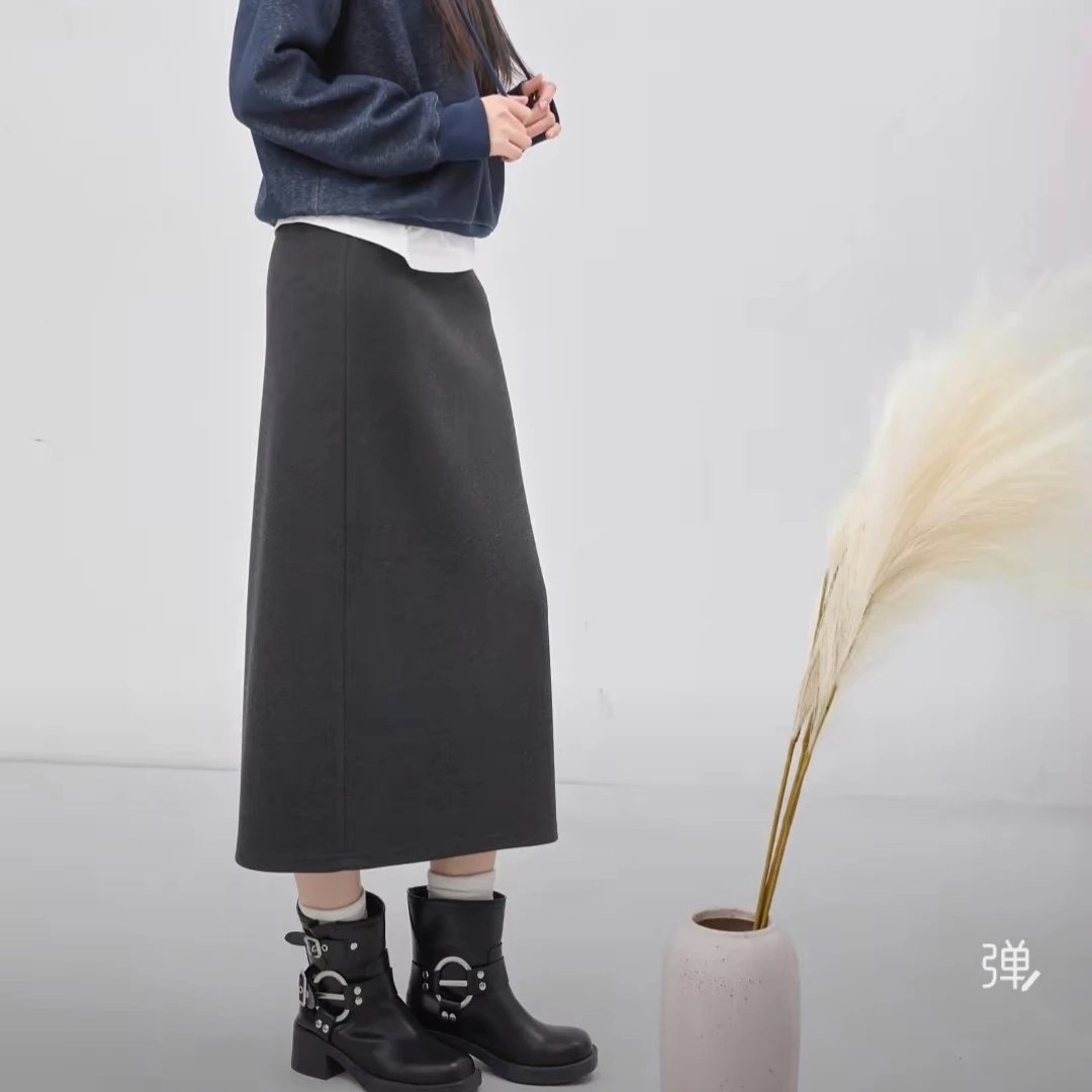 LINGZI/领姿高腰松紧显瘦百搭时尚半身裙210930