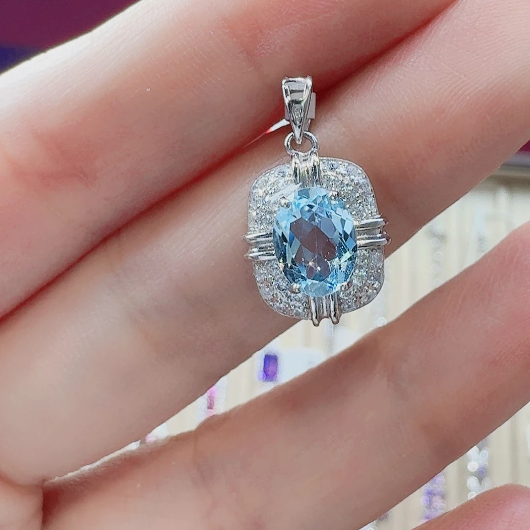 吊坠(不含链)托帕石银S925镶嵌吊坠