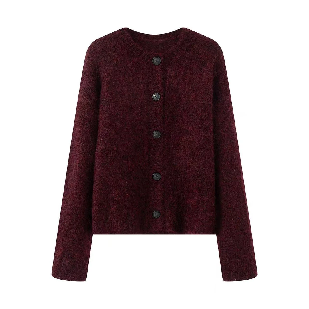 艾家新款圆领长袖针织衫宽松型毛针织衫女装秋季小香风气质4115