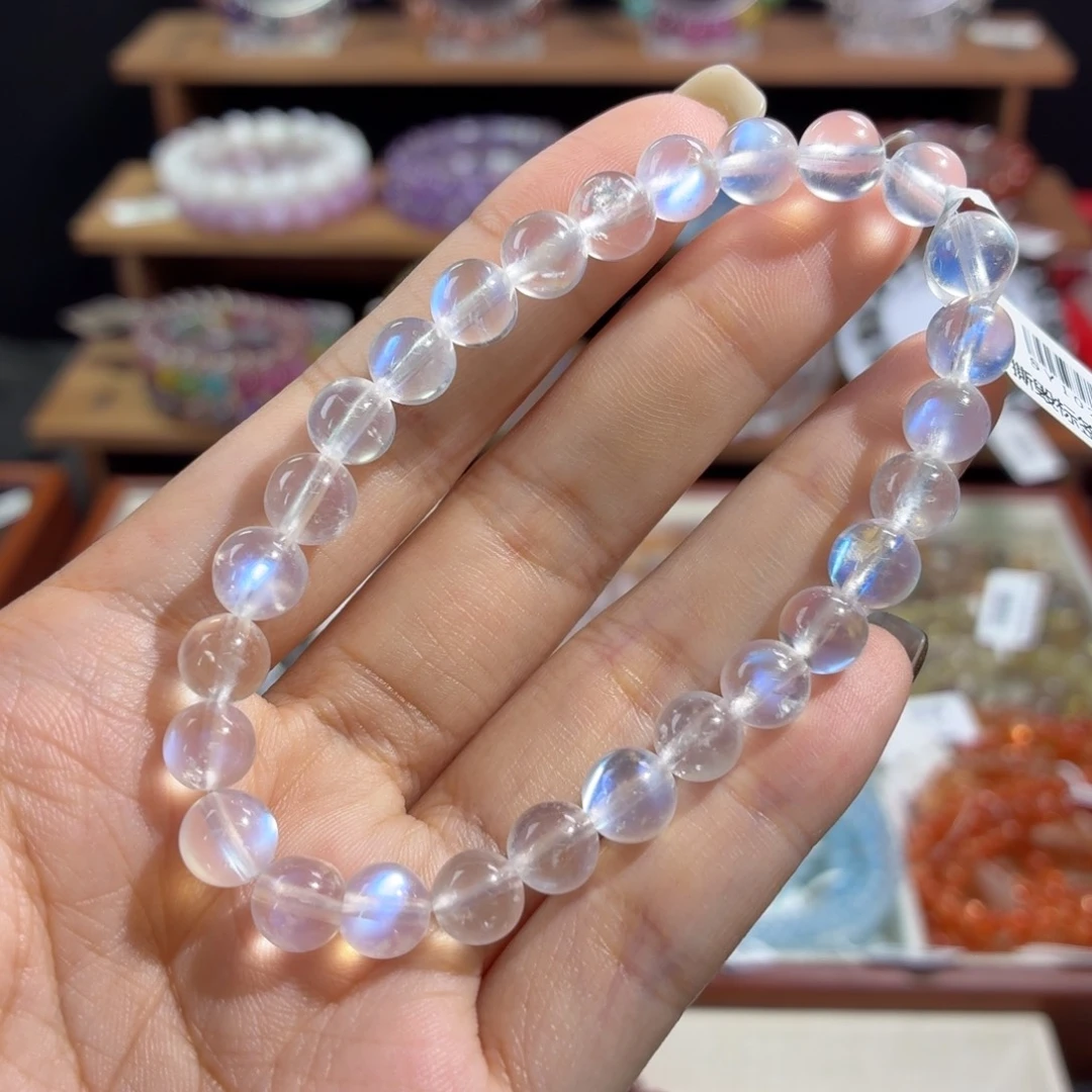 月光石未镶嵌手串水体蓝月光7m