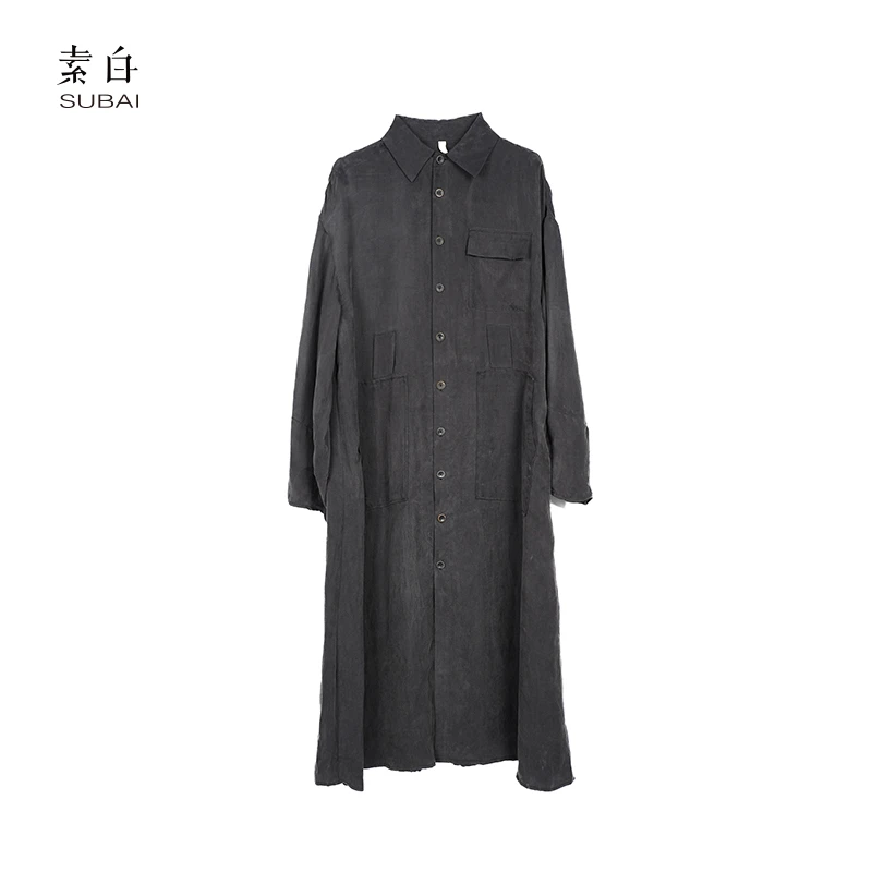 素白【雾引】砂洗铜氨丝中长款衬衫开衫防晒外搭外套SB2412FY01014