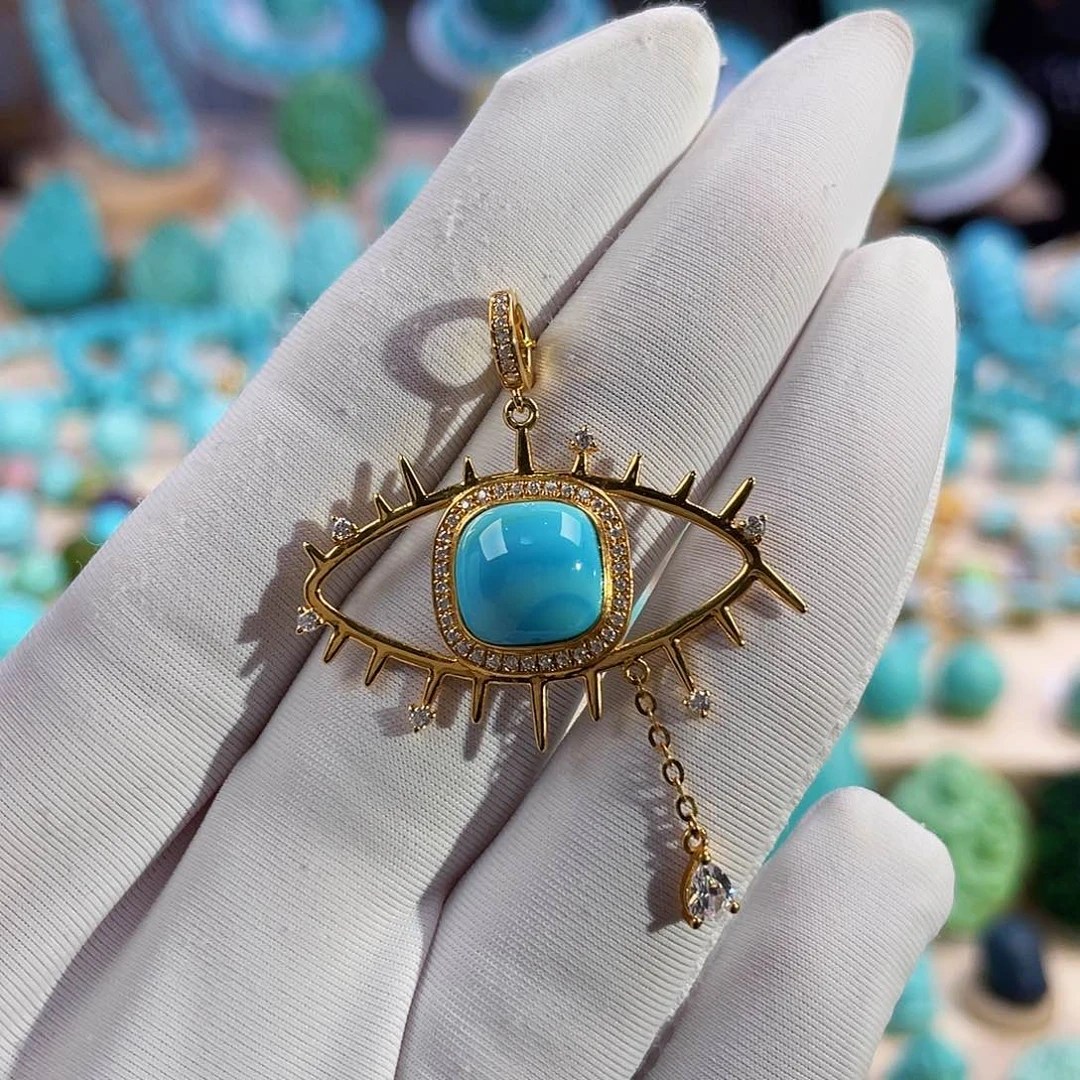 绿松石珠宝奇石18K金镶嵌