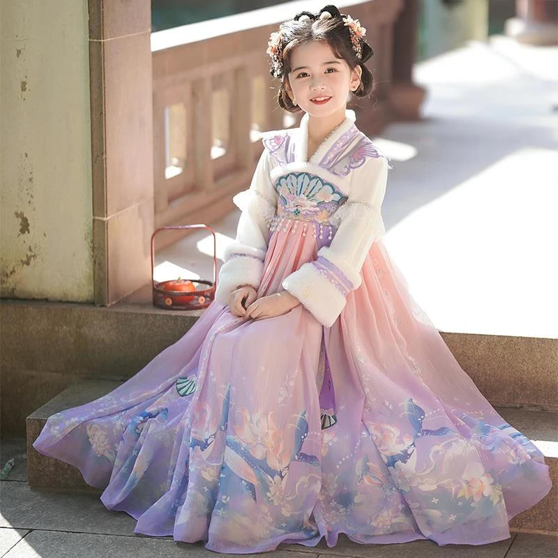FAVMARTHA汉服女童秋冬款儿童古装拜年服冬季国风唐装2025新款女