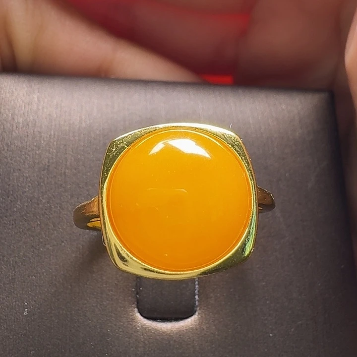 蜜蜡银S925镶嵌戒指戒指