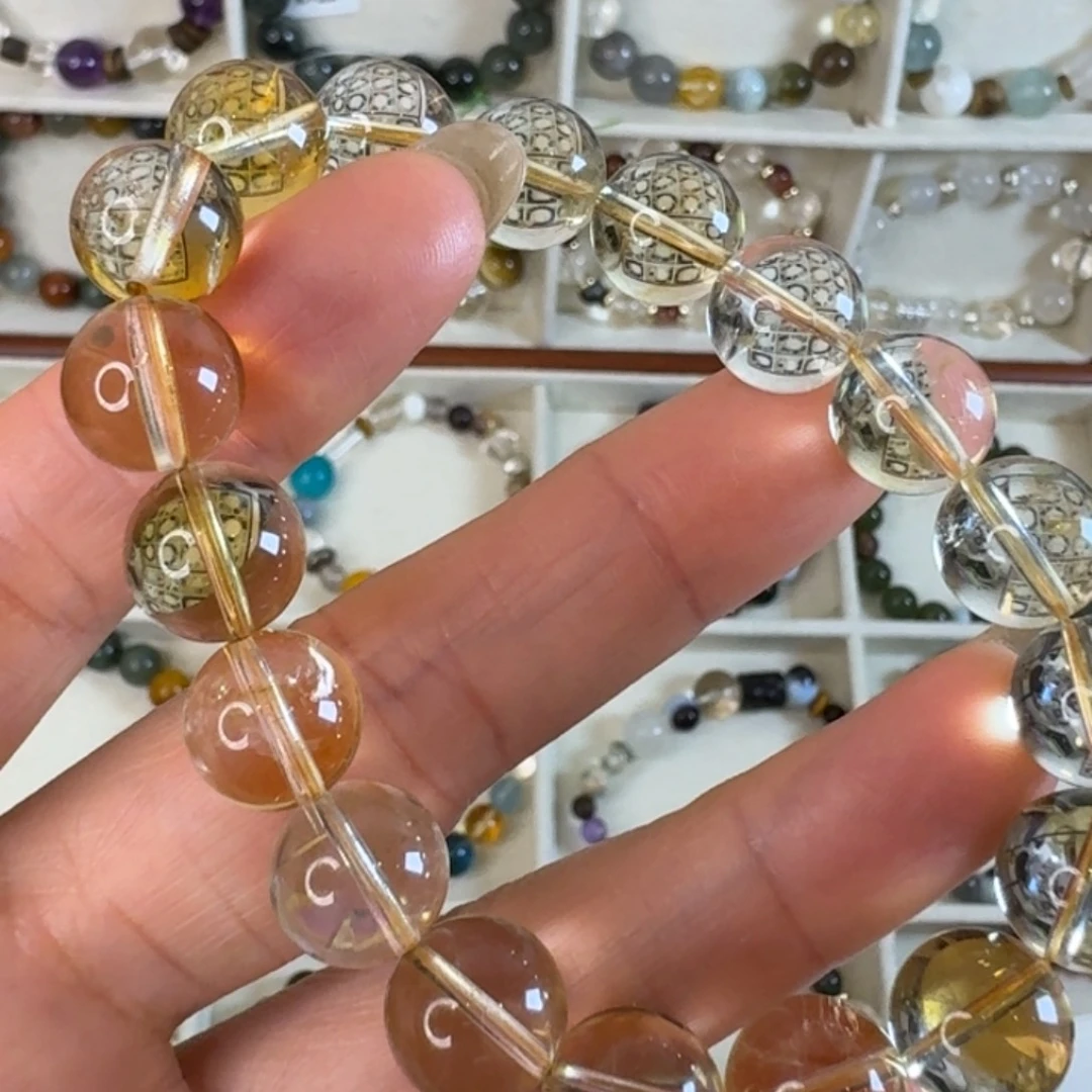 黄晶银S925镶嵌手链