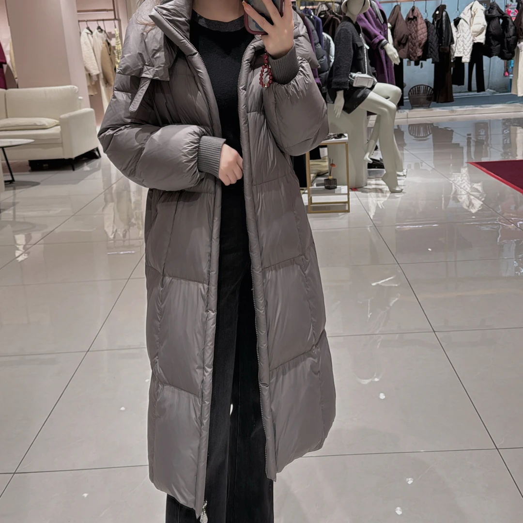 25417518【高斯雪岚】鹅绒羽绒服过膝中长款时尚休闲羽绒服