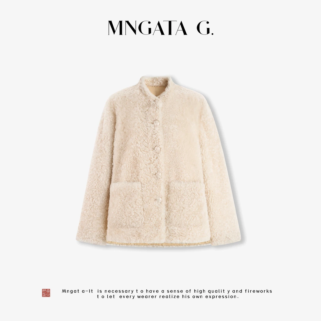MNGATA G.宫小妍【白拉贡·山岚煮雪】羊皮毛一体新中式外套5071660