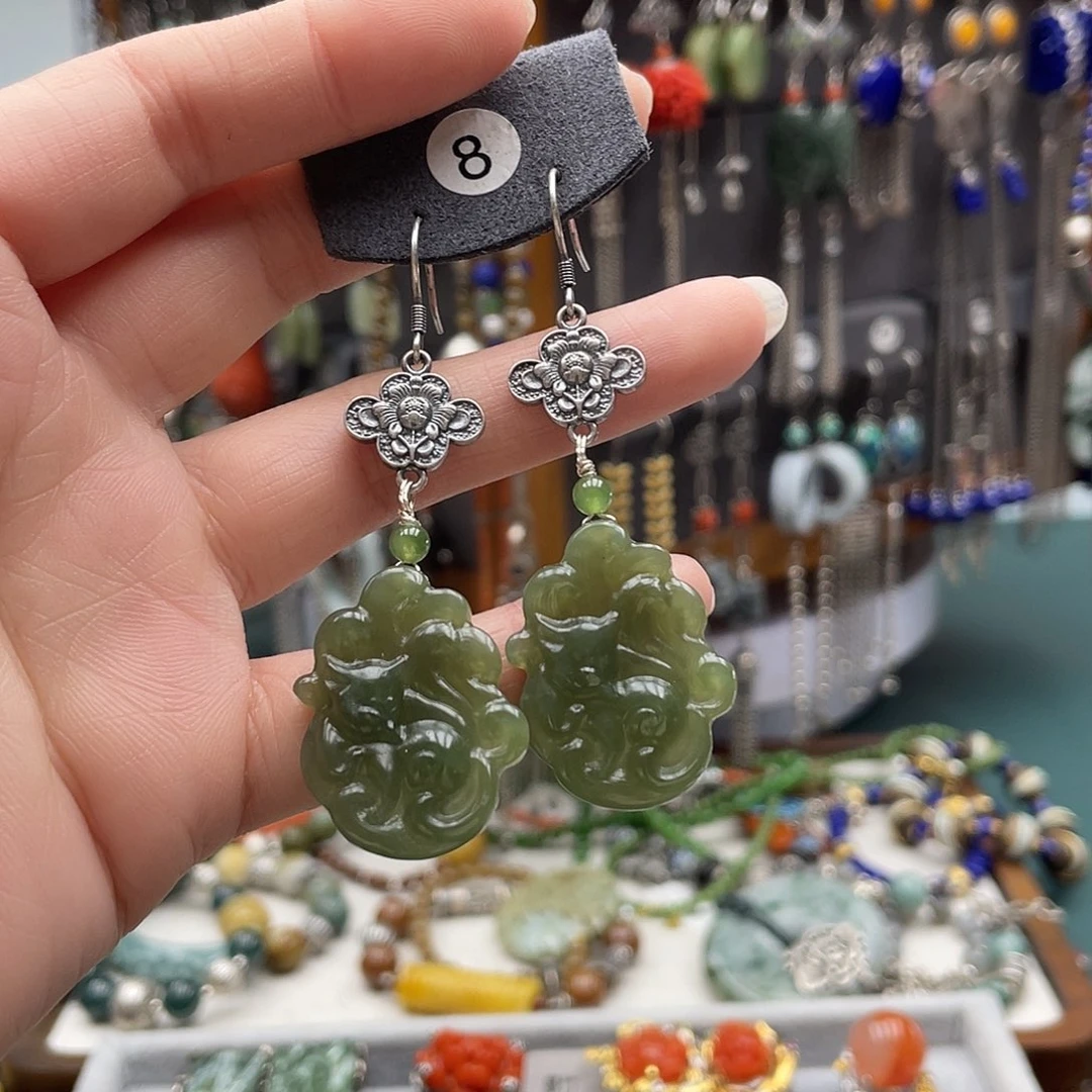 和田玉耳饰未镶嵌?****饰品