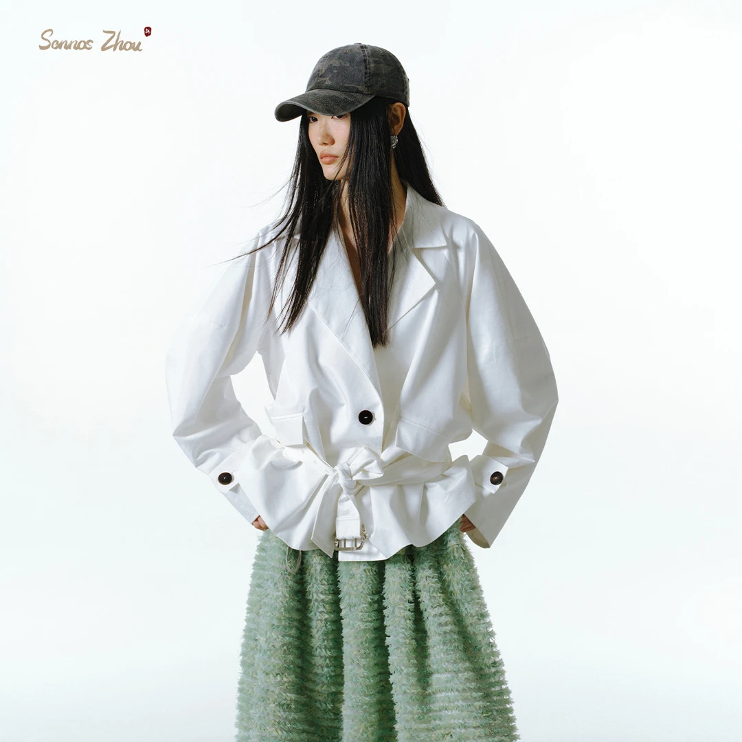 sennoszhou银光香青雕塑感外套 C59007A