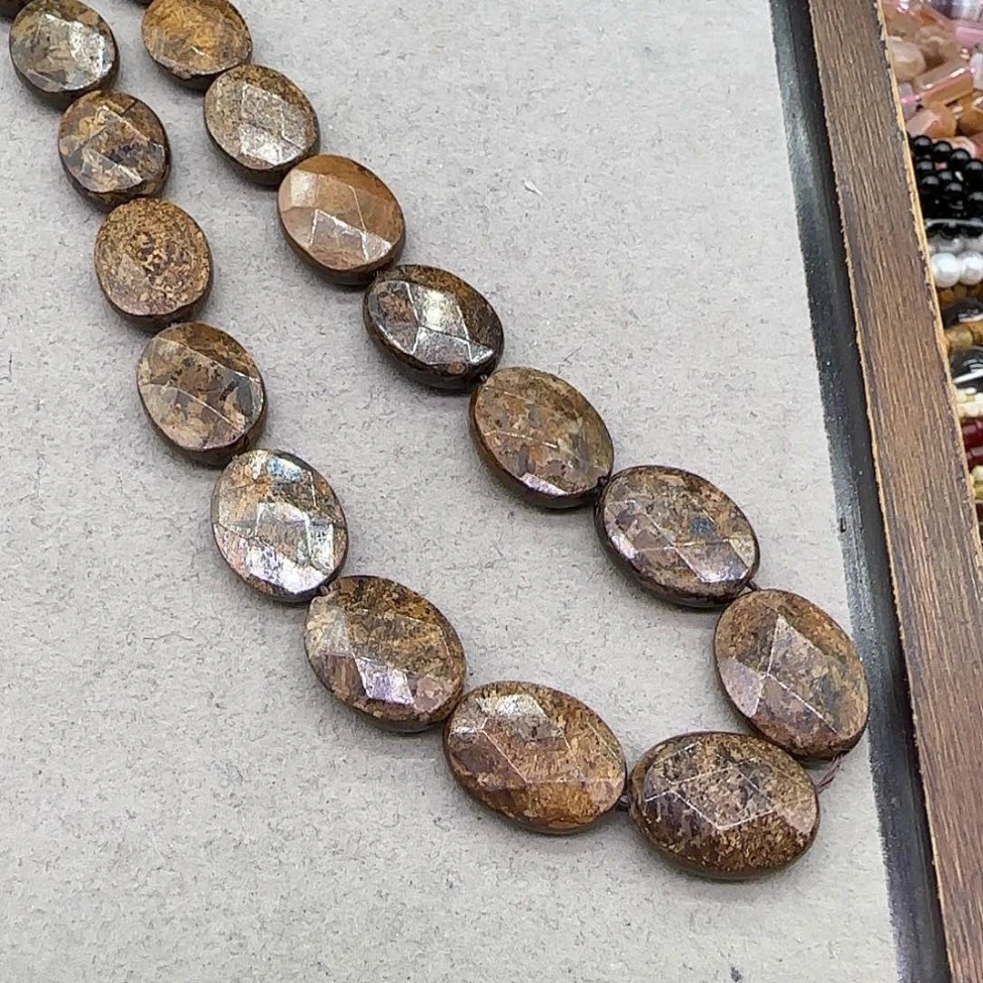 合金玛瑙/玉髓珠宝半成品古铜辉15mm圆饼切面一条