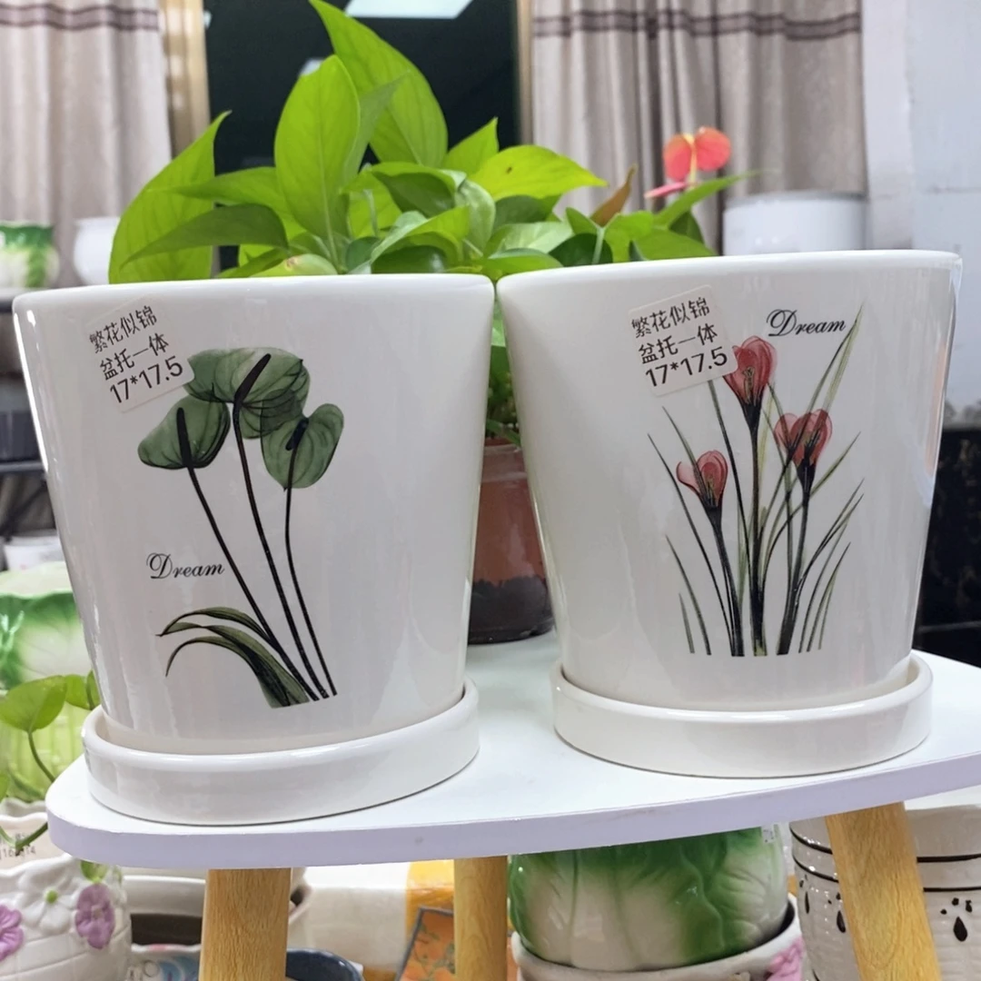 @夏西陶瓷花盆@@繁花似锦