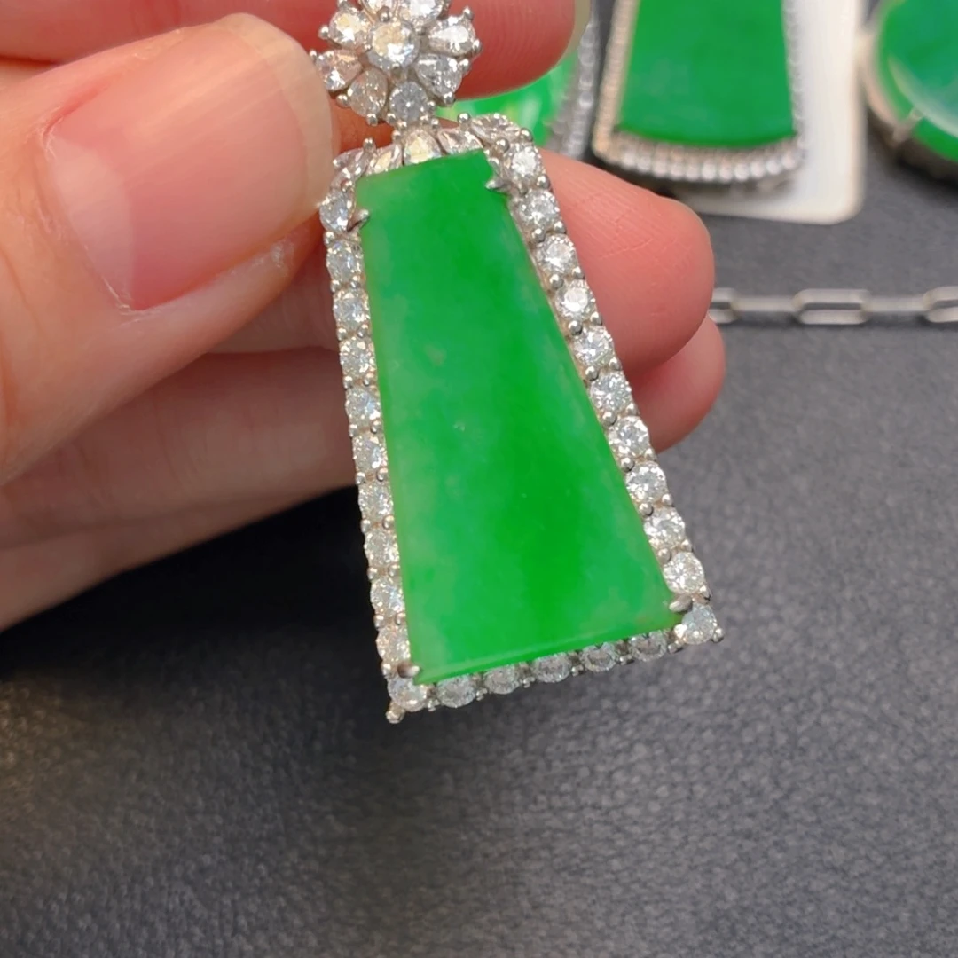 翡翠银S925镶嵌吊坠(不含链)