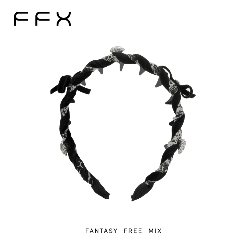 弗弗西FFX【月下花眠】蝴蝶结闪钻编织齿梳发箍
