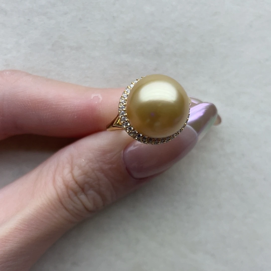 银S925镶嵌戒指65海水珍珠