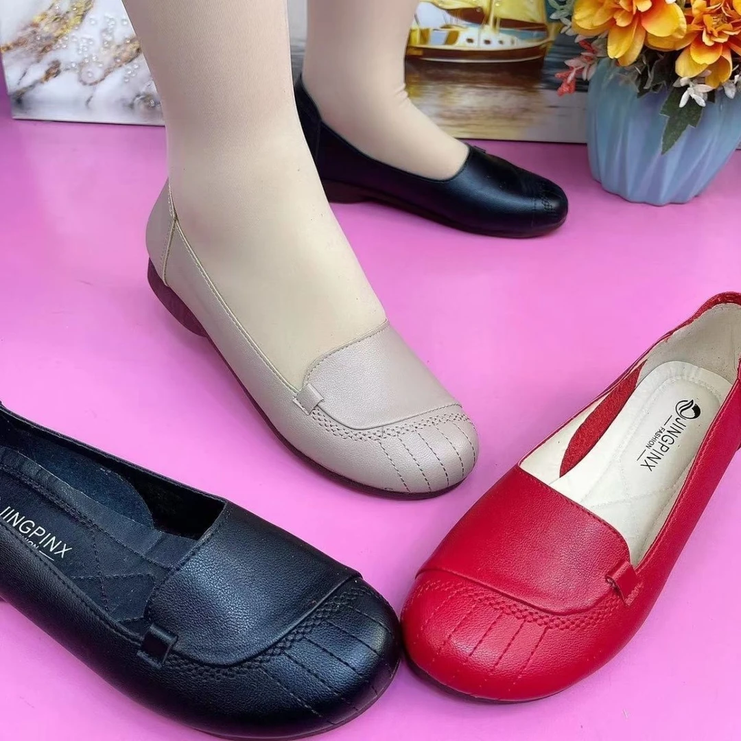 真皮软底软面小皮鞋舒适女鞋防滑豆豆鞋妈妈鞋女士单鞋百搭休闲鞋