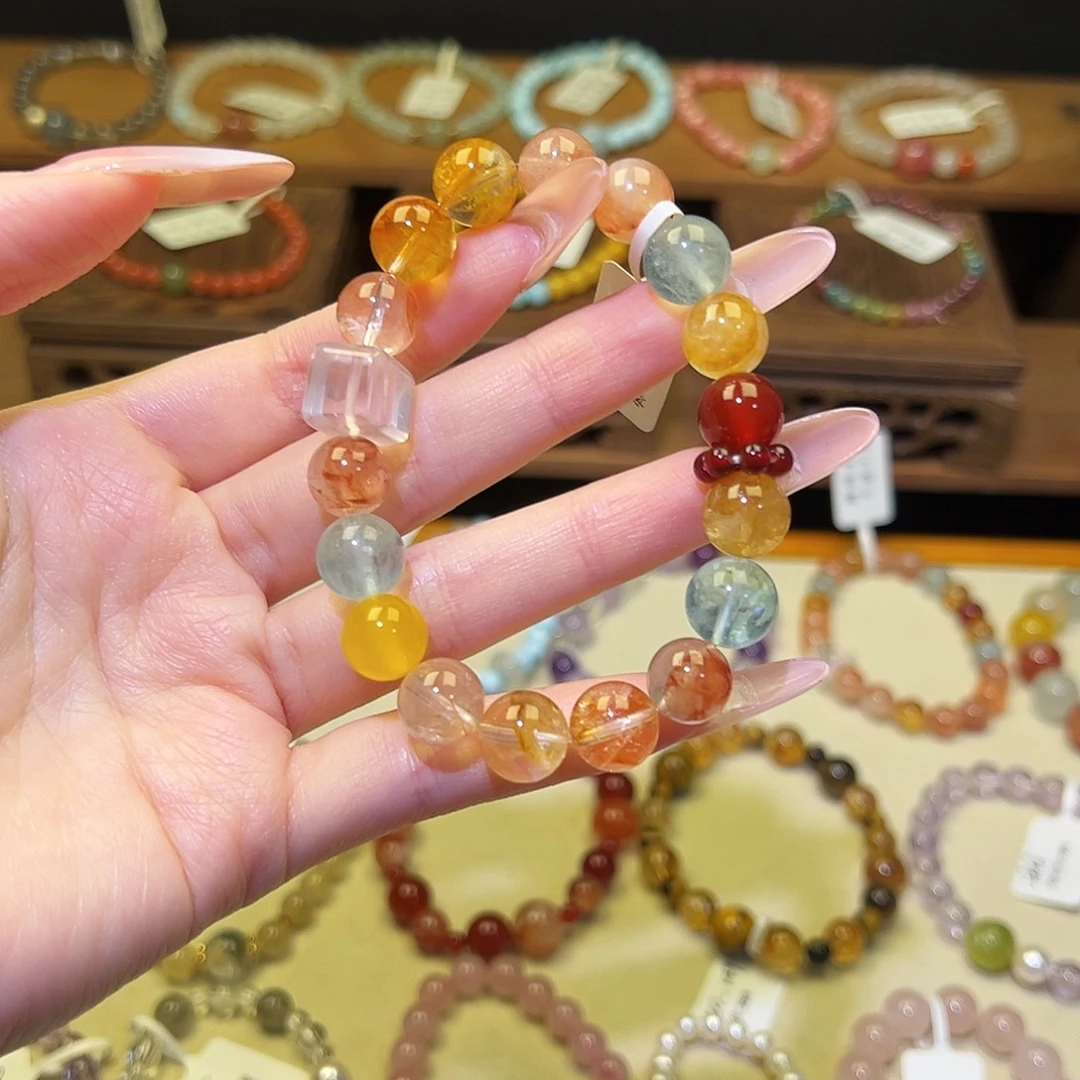 手串银S925镀金镶嵌水晶多宝1570