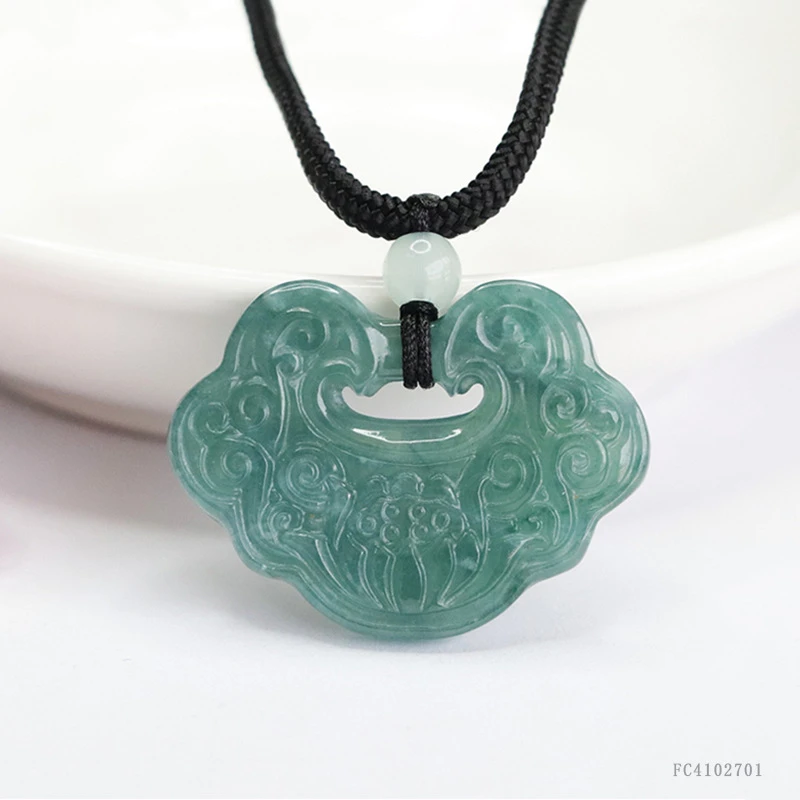 天然A货翡翠吊坠蓝水如意挂件民族风珠宝