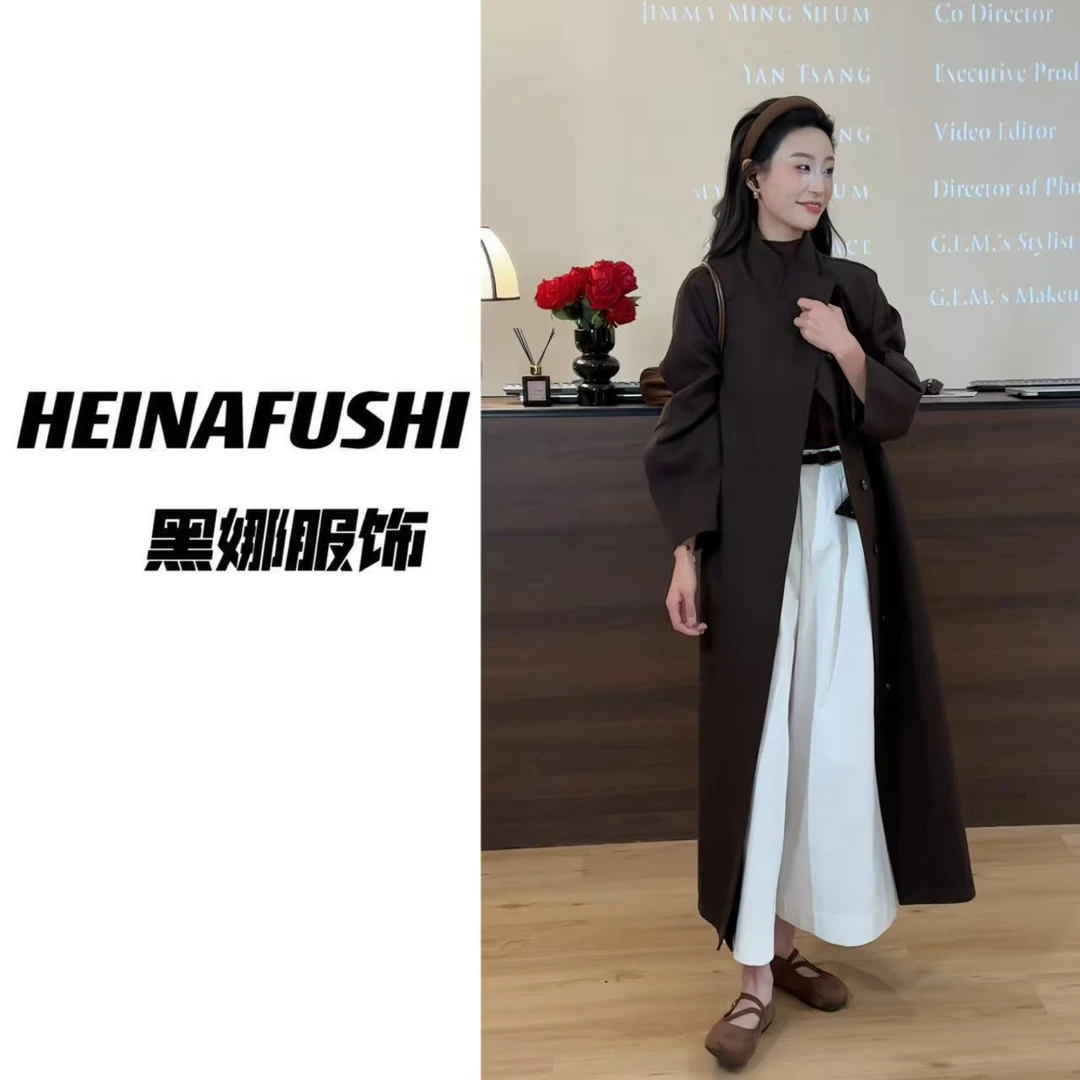 HEINA【经典风衣】冷淡系立领长款风衣9706