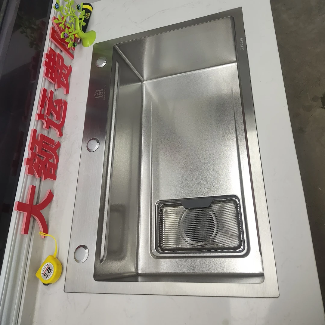 新款SUS304水槽带集渣网，高配版配创博龙头