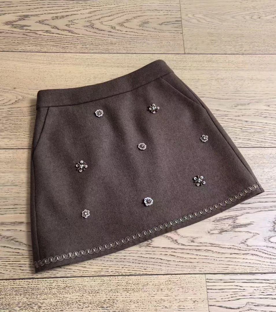 【韩版欧洲站】棕色时尚少女小香风裙