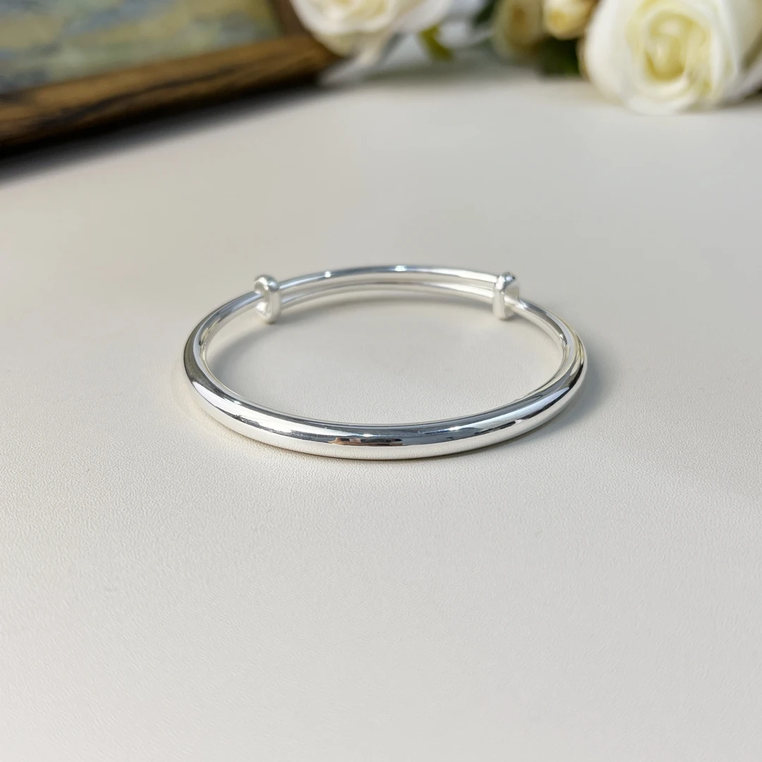 足银手镯 足银999.9推拉光面手镯30g.csz4078