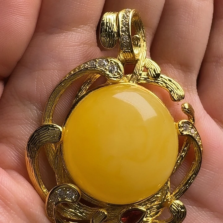 蜜蜡银S925镶嵌吊坠(不含链)吊坠