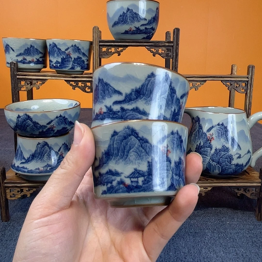 @***越景德镇釉里红2个客杯