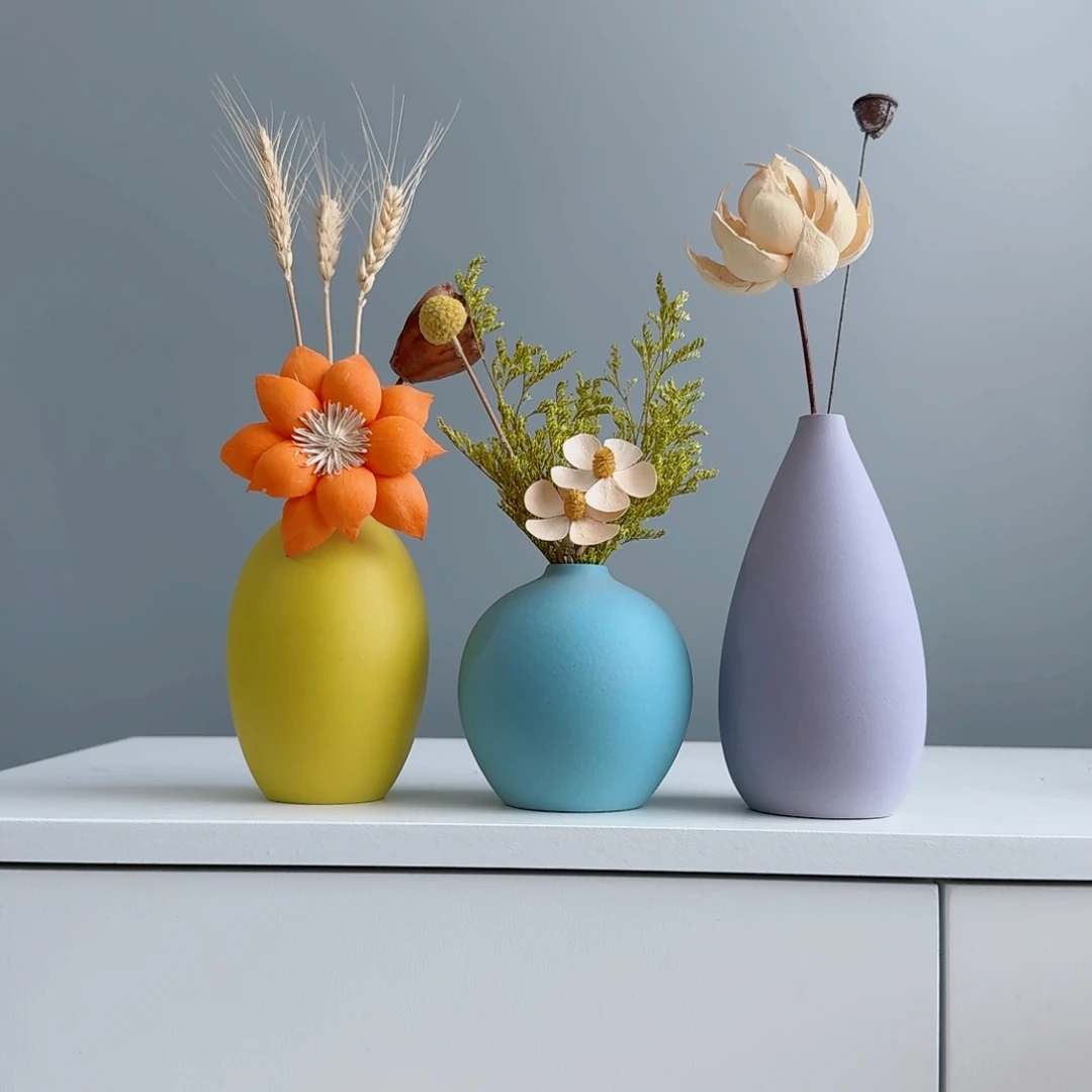 摆件陶瓷小花瓶摆件含花总含20-30cm