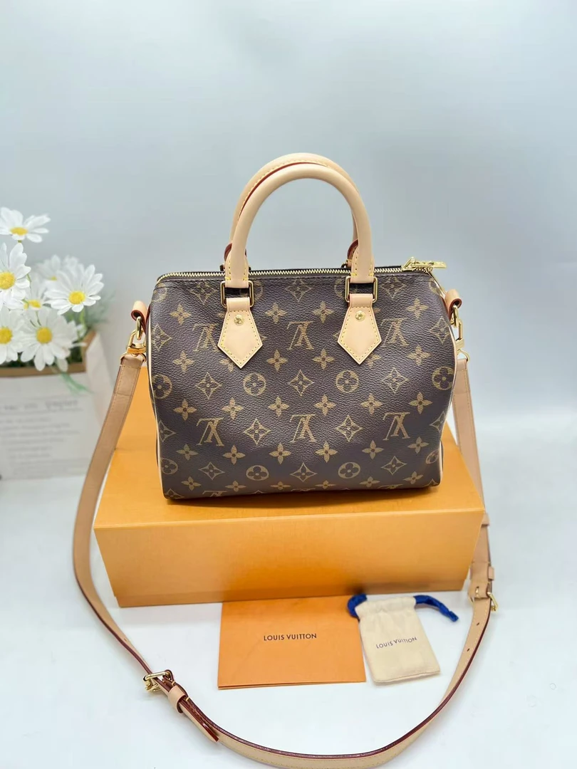 99新 LouisVuitton/路易威登 speedy25老花肩带款（LV妞妞）