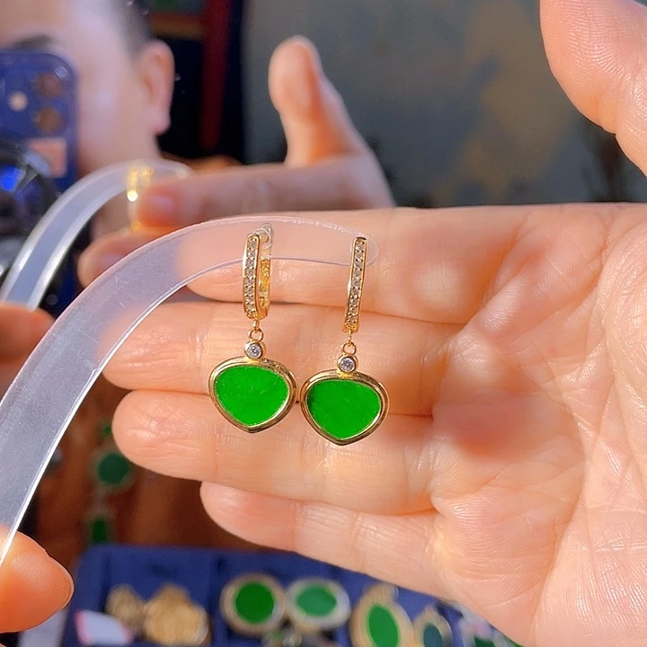 翡翠银S925镶嵌耳饰多样性发缅甸翡翠