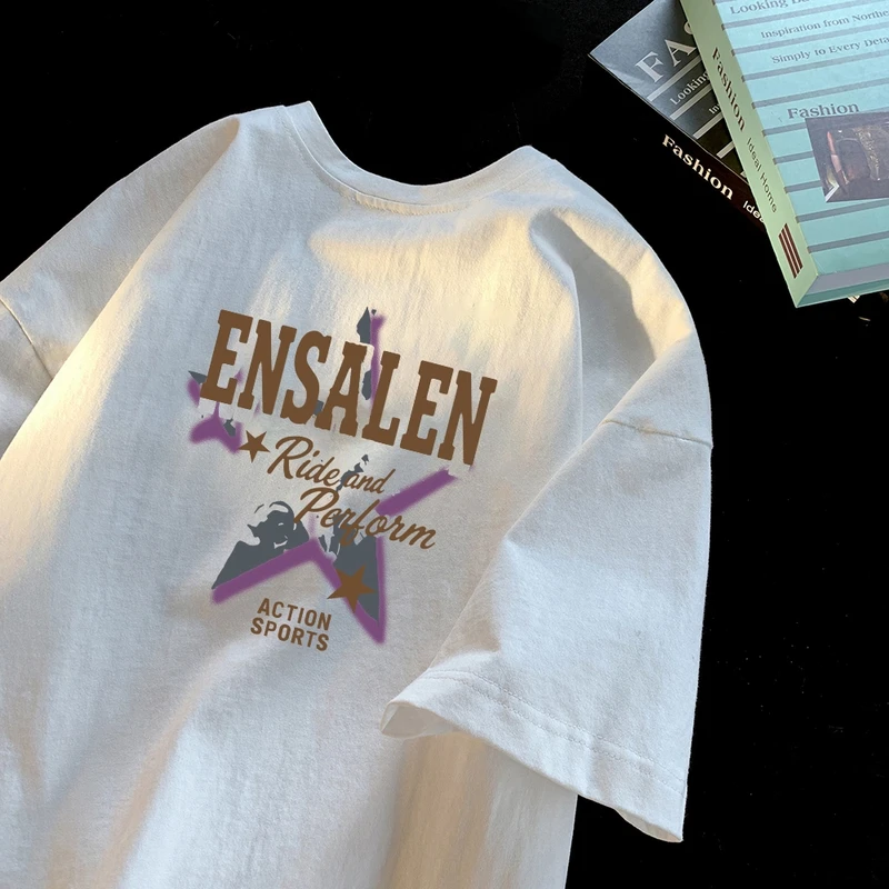 美式短袖t恤男夏季2025新款青少年纯棉潮牌潮流oversize半袖上衣