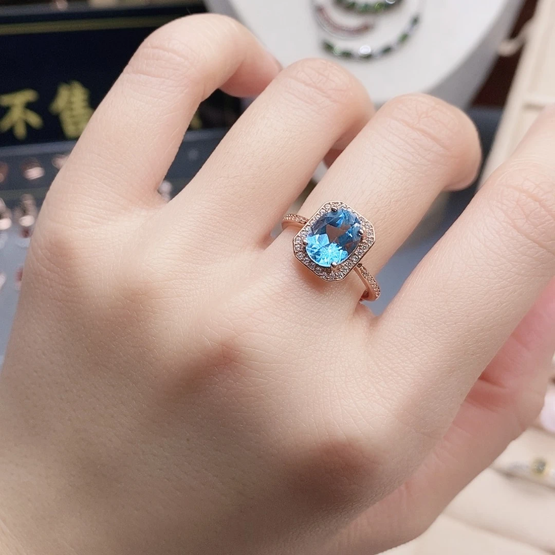 戒指托帕石银S925镶嵌戒指